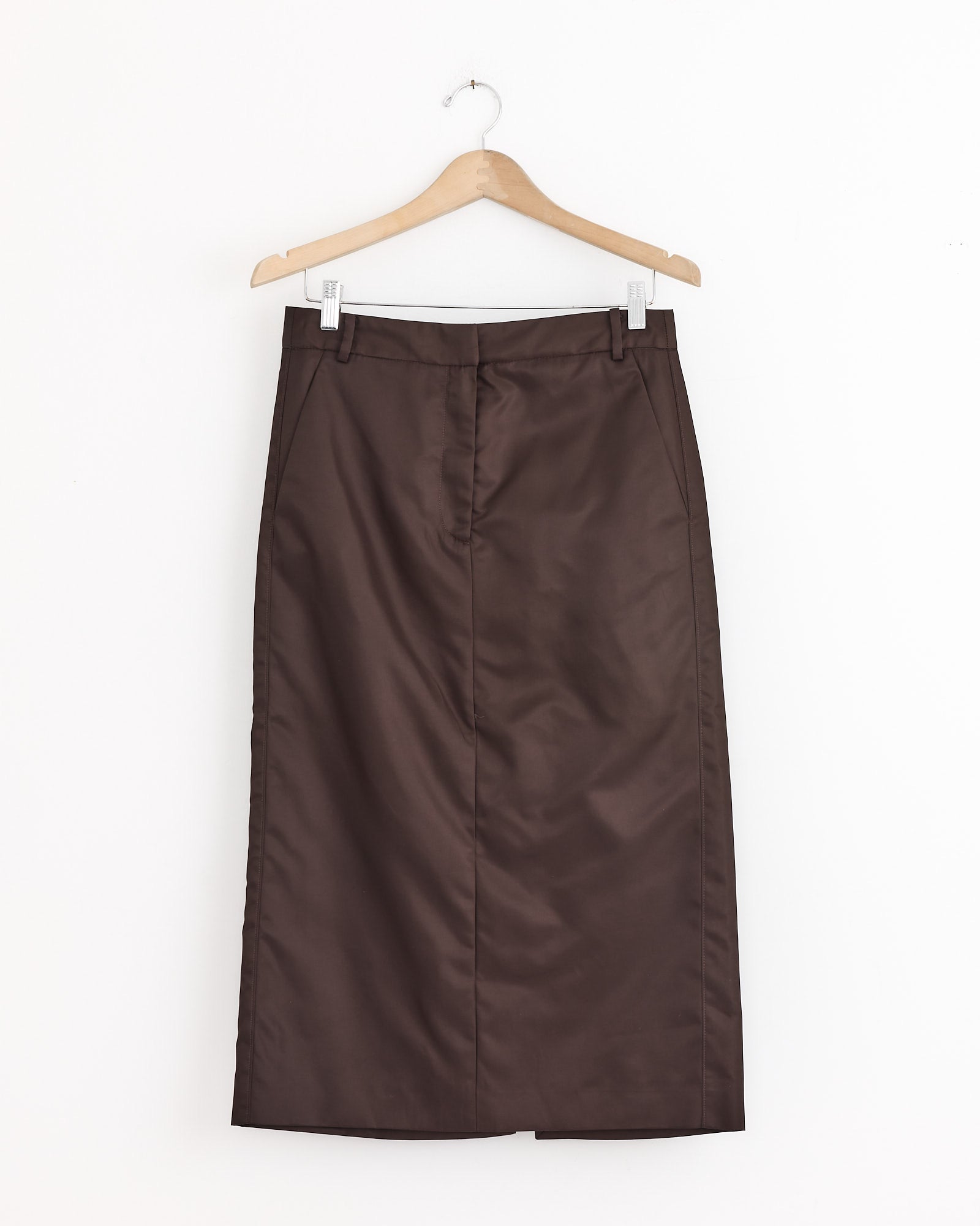 Eco Nylon Midi Trouser in Skirt Brown