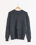 Split Front Easy Pullover in Dark Heather Grey