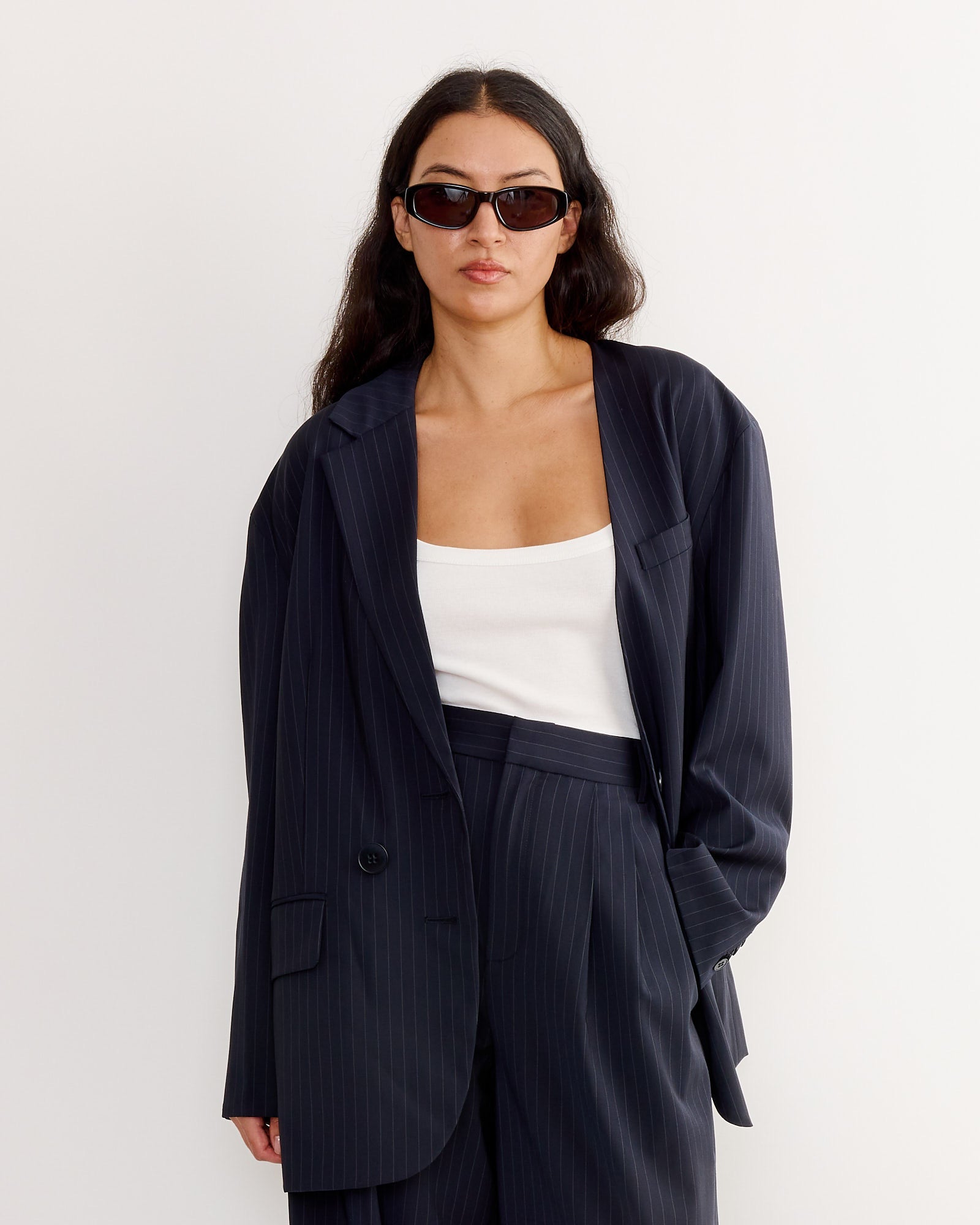 Dominic Pinstripe Liam Blazer in Navy Multi