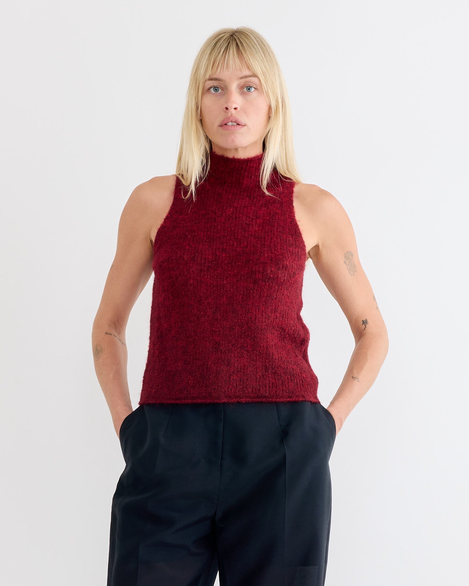 Sheer Sleeveless Top in Red
