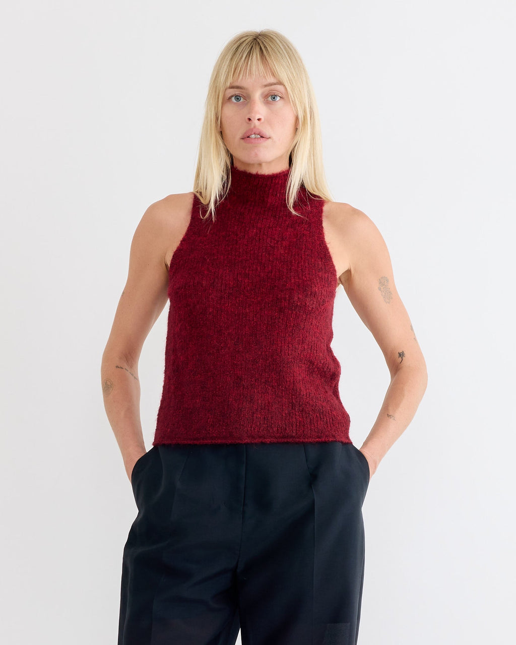Sheer Sleeveless Top in Red
