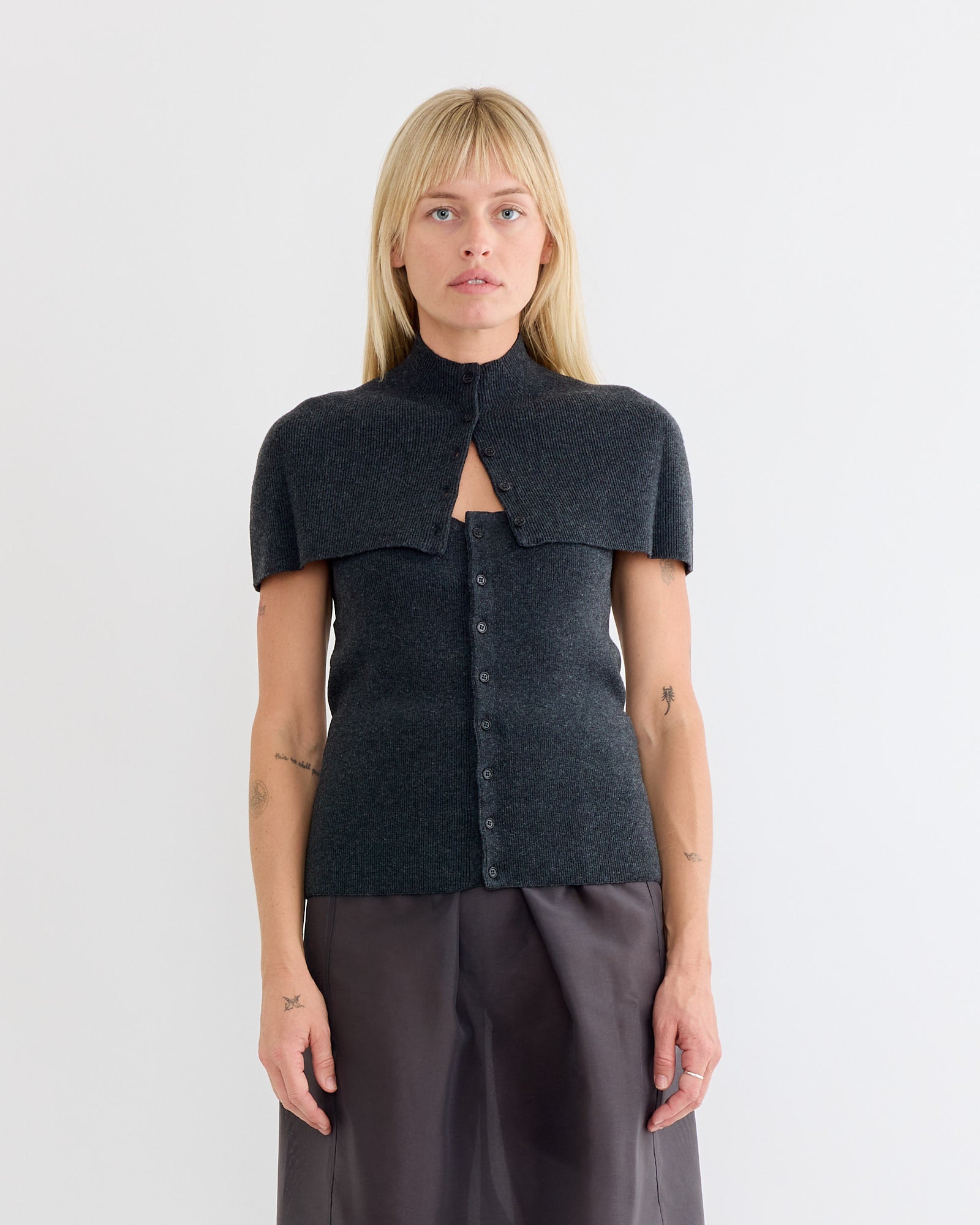 Cape Top & Bandeau Set in Charcoal