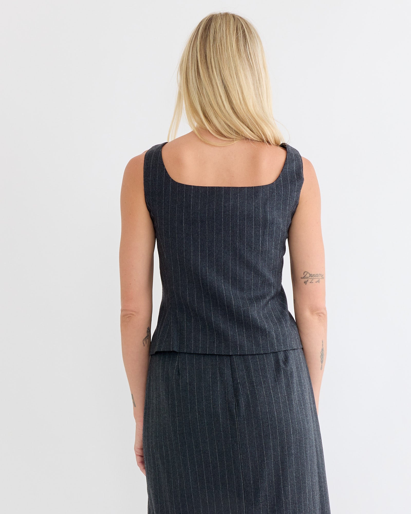 Wool Snap Button Down Vest in Stripe