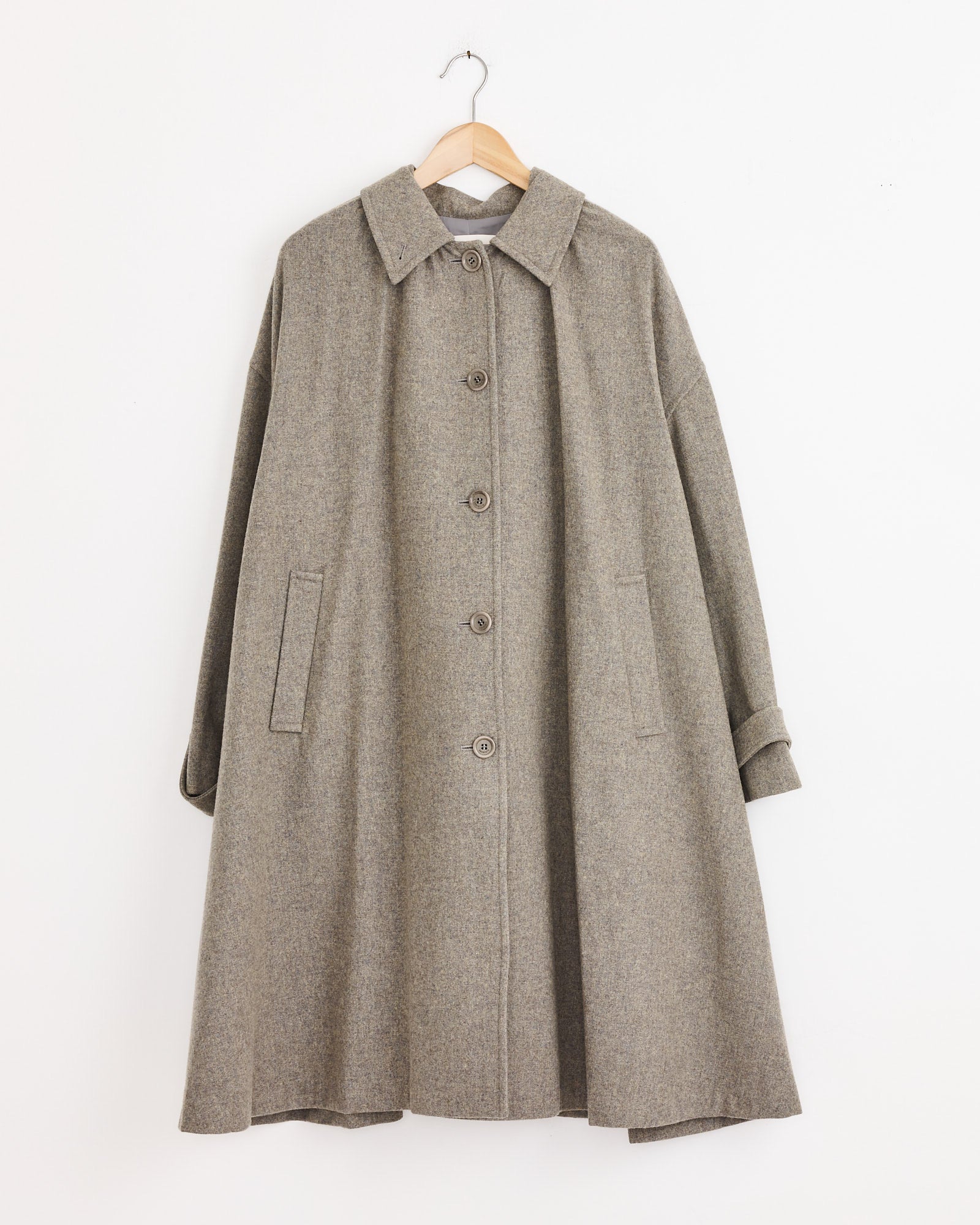 Shirring Coat in Grey Blue