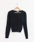 Round Neck Sheet Cardigan in Black