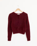 Round Neck Sheet Cardigan in Red