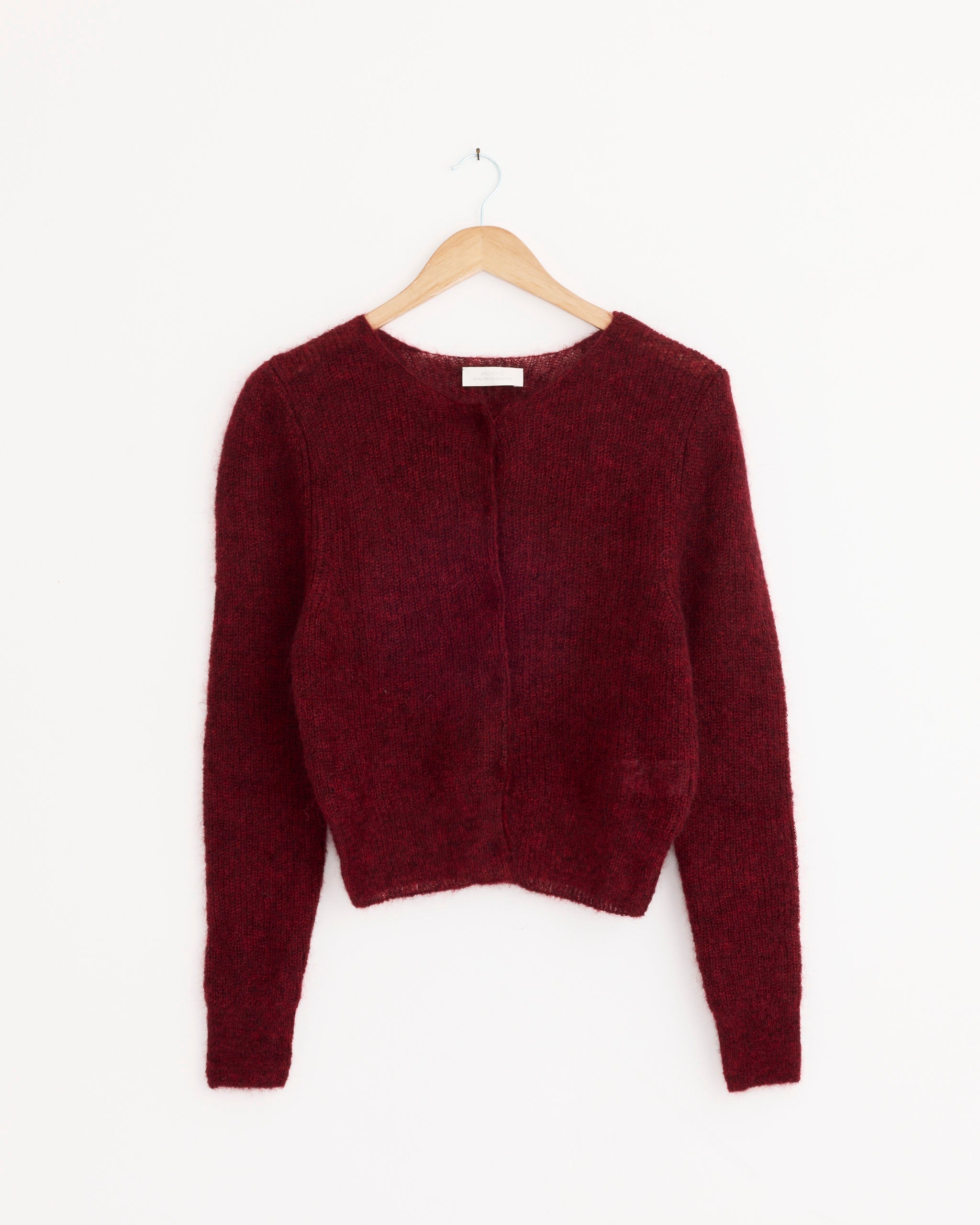 Round Neck Sheet Cardigan in Red