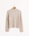 Ribbed Turtle Pullover in Beige