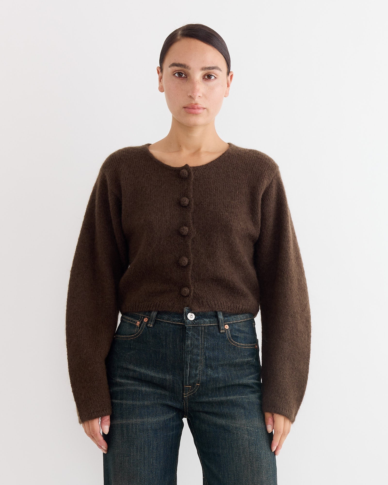 Zharea Cardigan in Brown Mahogany