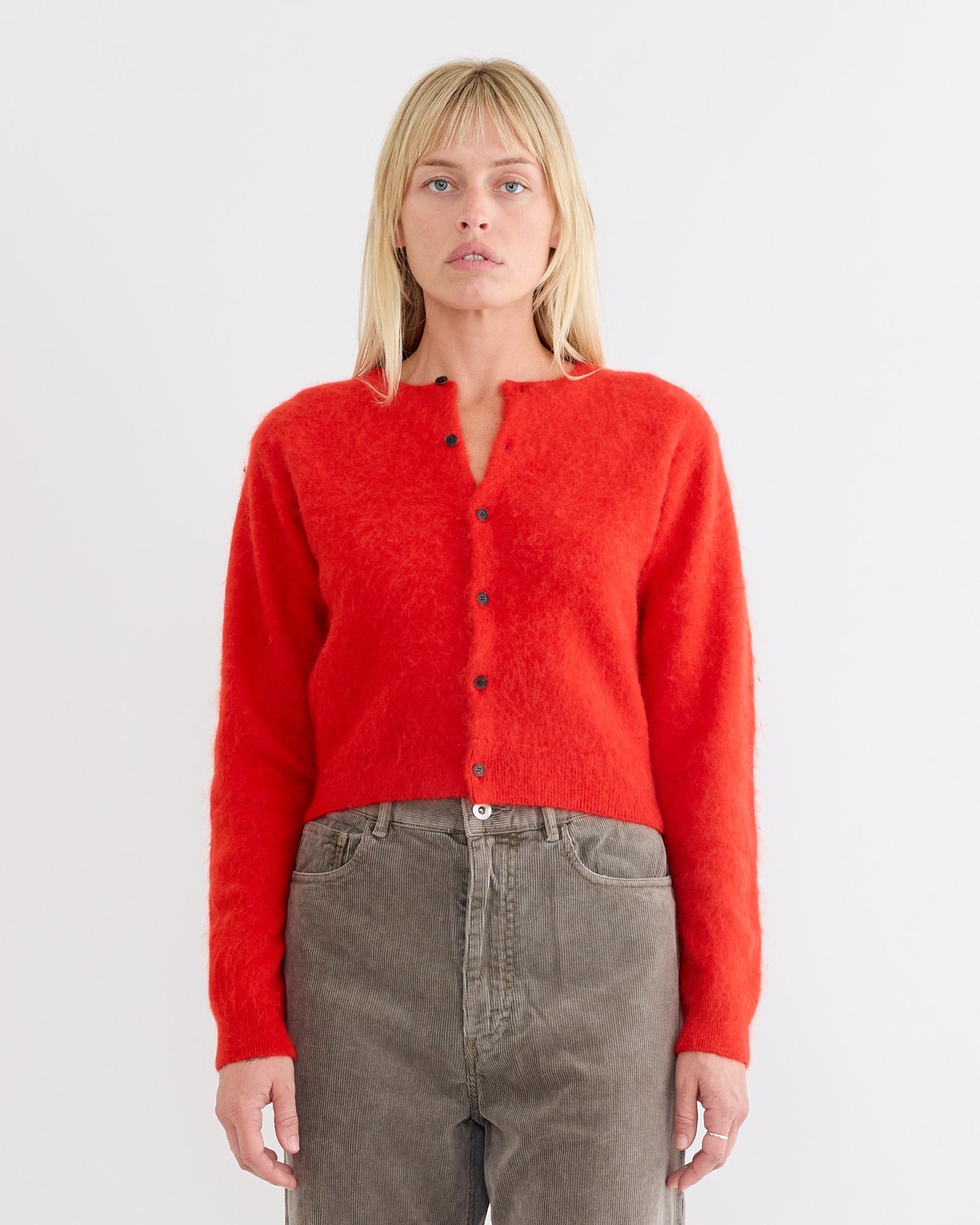 Baby Alpaca Cardigan in Red