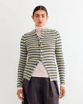 Wool Cashmere Cardigan in Grey Stripe