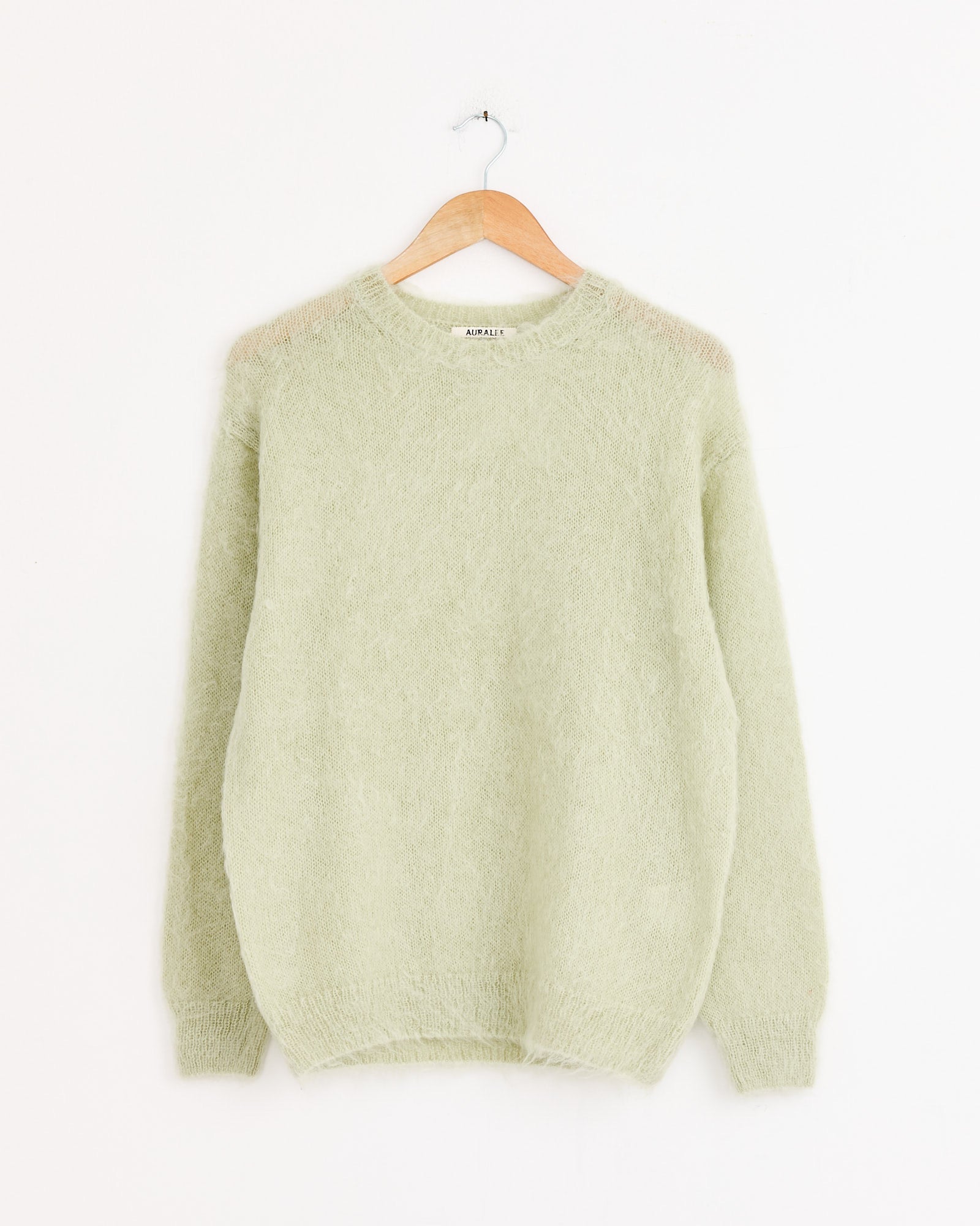 Brushed Super Kid Mohair Pullover in Light Khaki