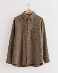 Homespun Tweed Shirt Blouson in Brown