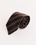 Silk Stripe Tie in Dark Brown