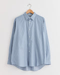 Cotton Silk Stripe Shirt in Blue