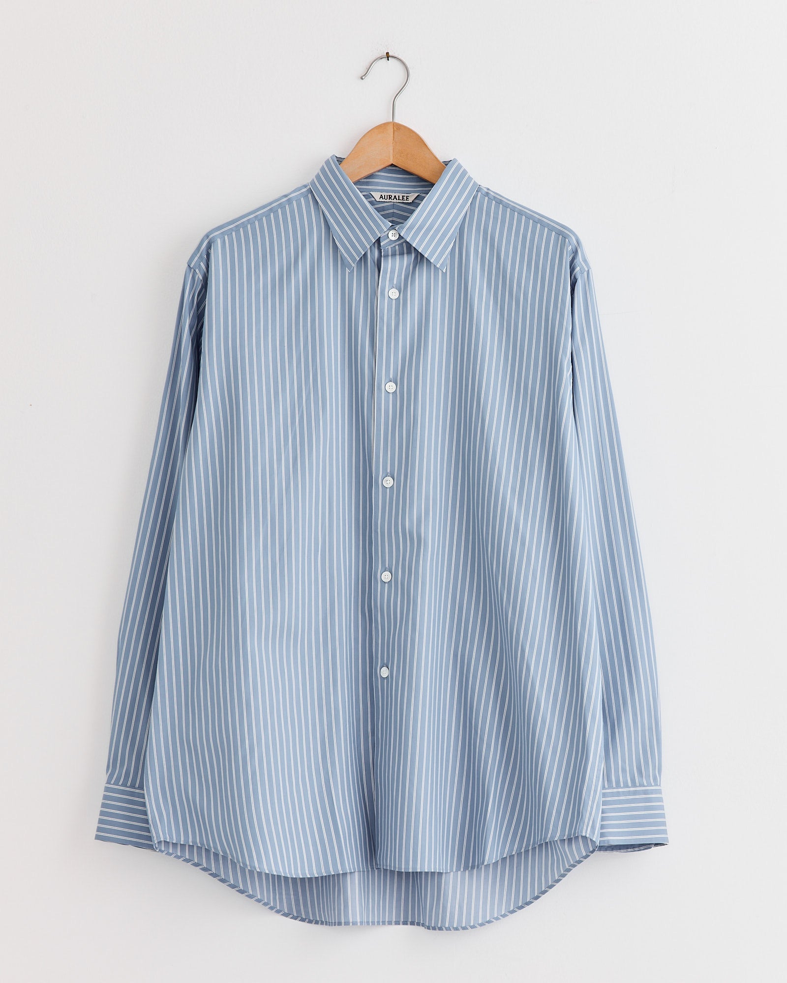 Cotton Silk Stripe Shirt in Blue
