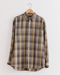 Light Wool Check Shirt in Brown Blue