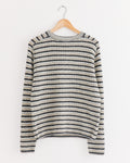 Wool Cashmere Pullover in Grey Stripe