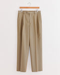 Light Wool Gabardine Two Tuck Slack in Khaki Chambray