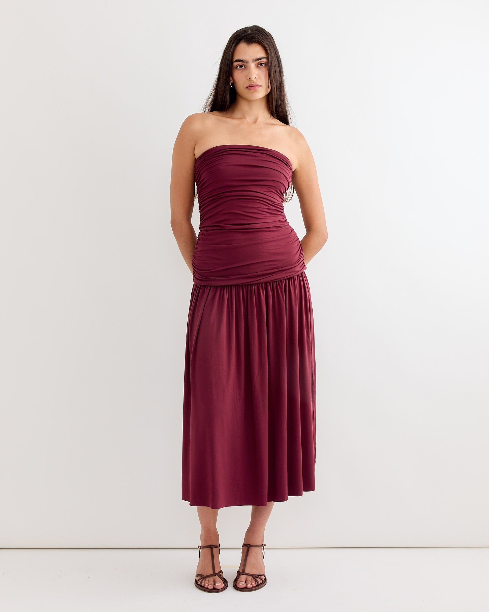 Fortuna Maxi Dress in Burgundy
