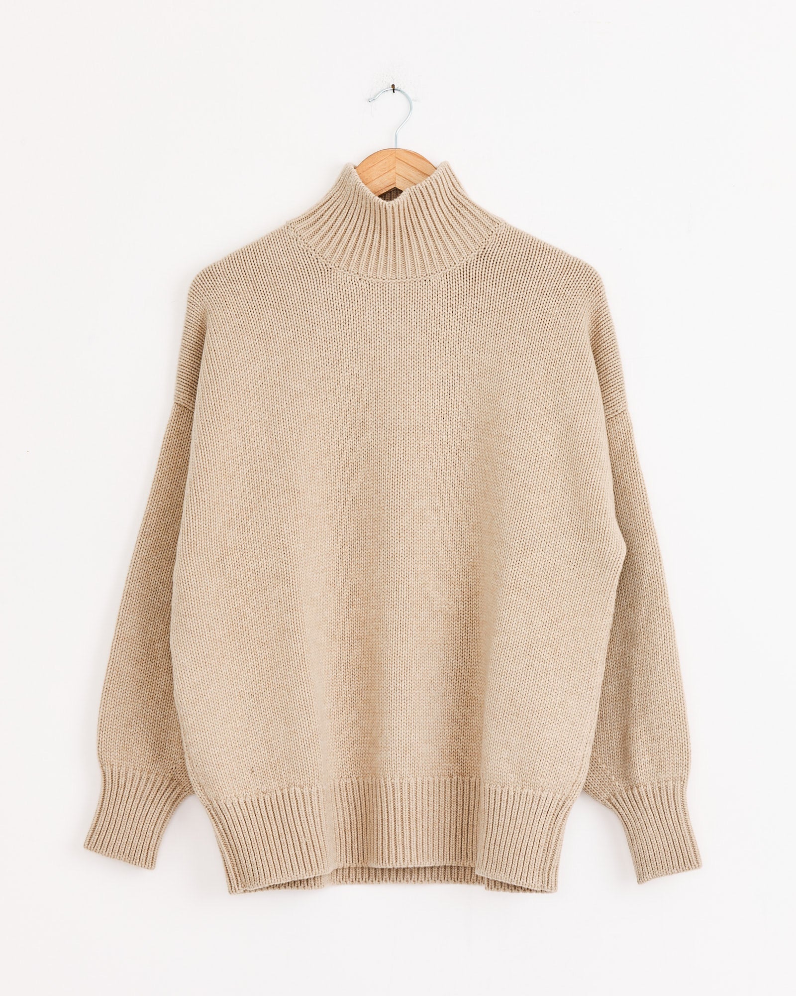 Merino Wool Chunky Turtleneck in Beige