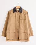 Contrast Collar Work Jacket in Dark Beige