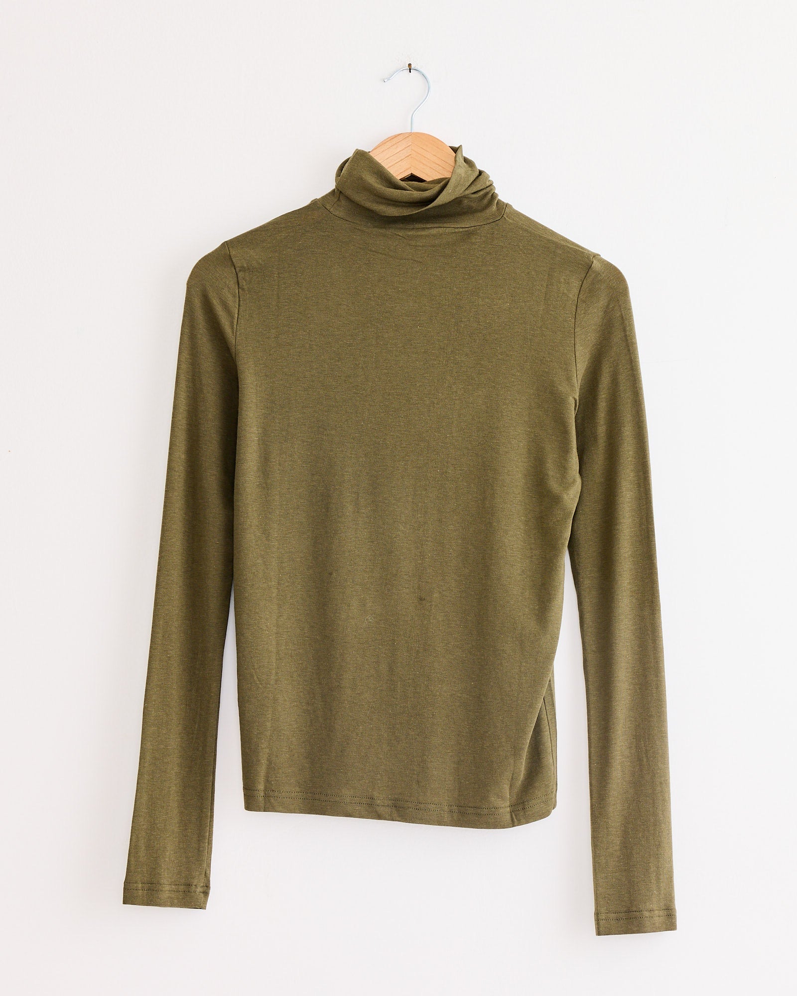 Roll Neck Jersey Top Light in Olive