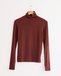 Roll Neck Jersey Top in Burgundy