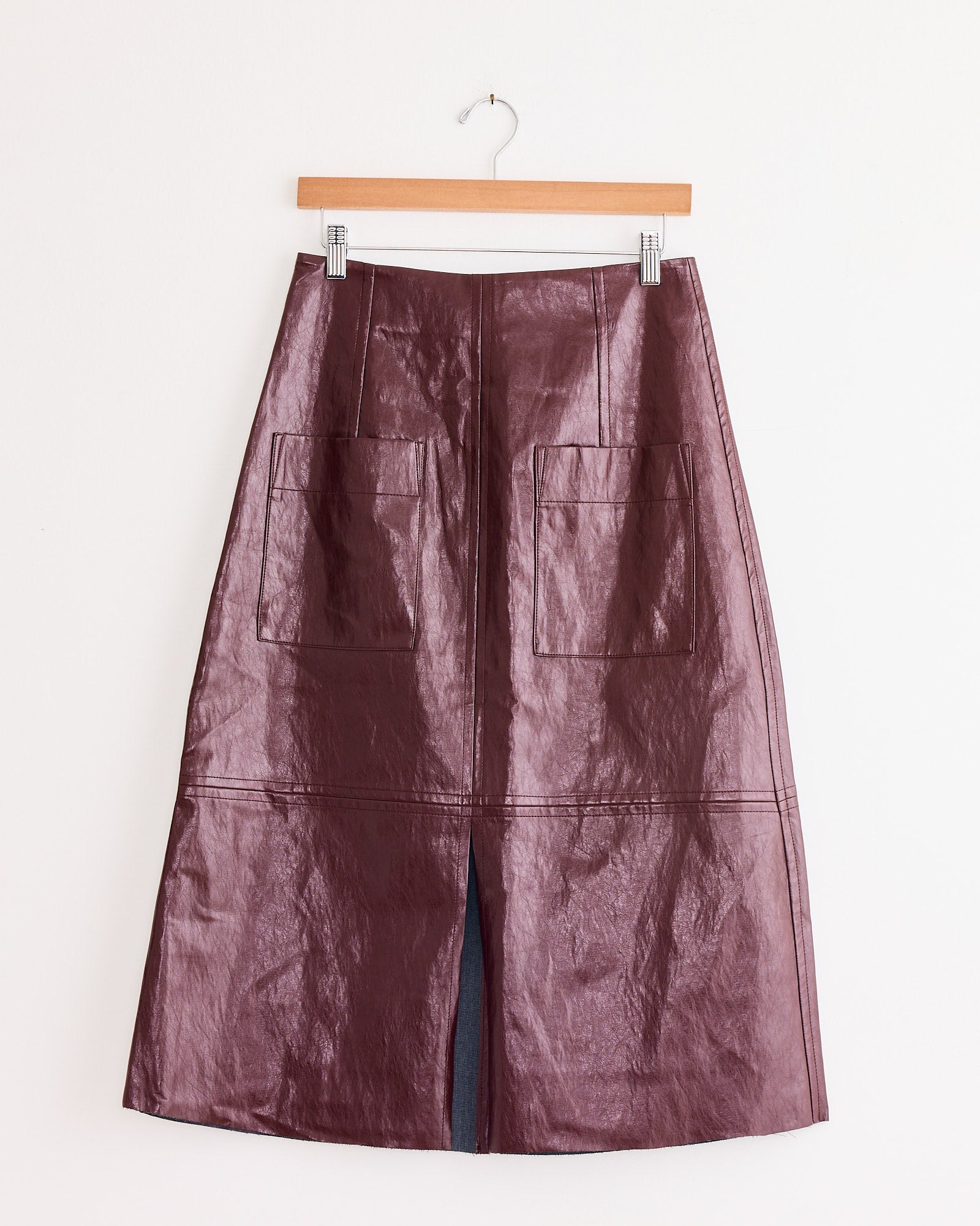 Faux Leather Skirt in Burgundy