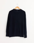 Fine Rib Merino Wool Crewneck in Ink