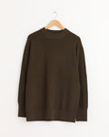 Fine Rib Merino Wool Crewneck in Khaki