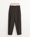 Stitch Pleat Trouser in Khaki Brown