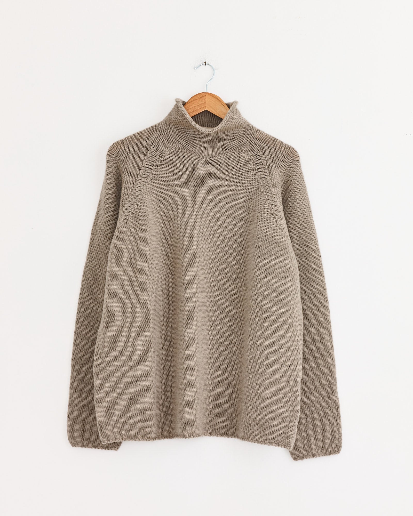 Rolled Edge Roll Neck in Taupe