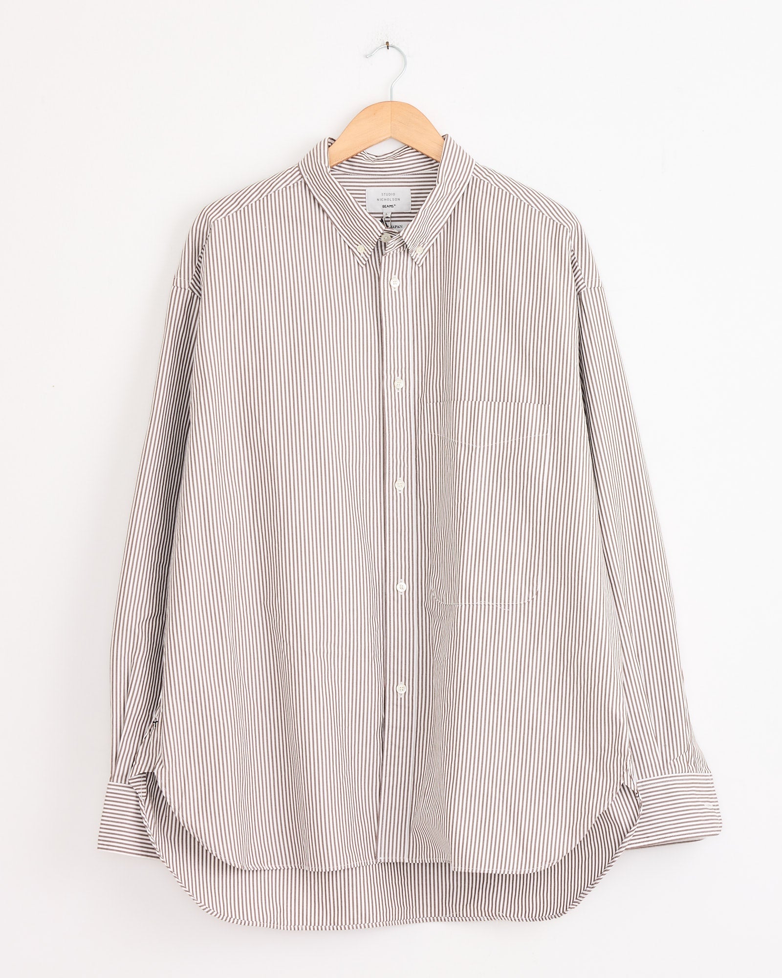 Studio Nicholson x BEAMS PLUS Lisa Shirt in Brown/White Stripe