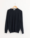 Cotton Silk Pullover in Black Navy
