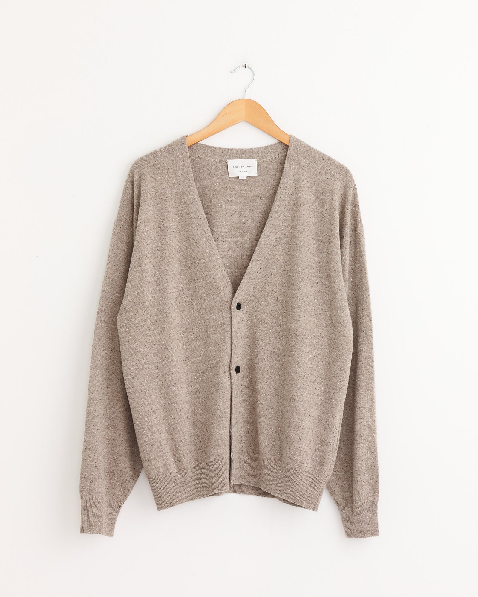 Silk Mixed 2B Cardigan in Sand Beige