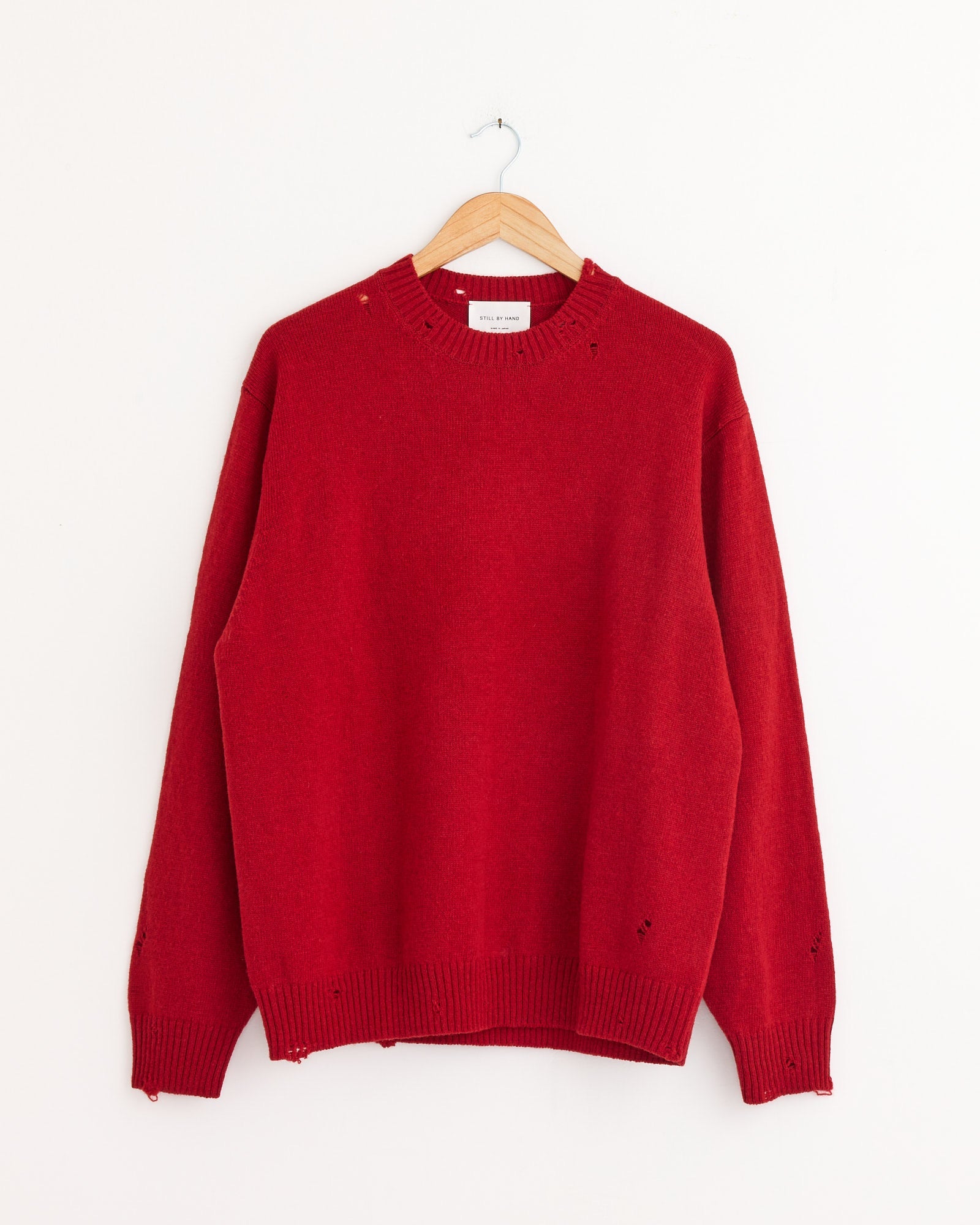 Punched Shetland Sweater in Vermilion Red