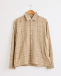 Hand Embroidered Mirror Box Shirt in Beige/Indigo