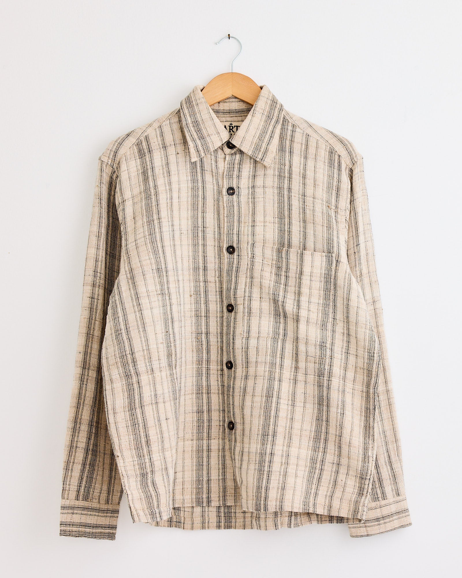 Box Striped Shirt in Black/Ecru