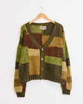 Patchwork Cardigan in Olive/Brown/Moss