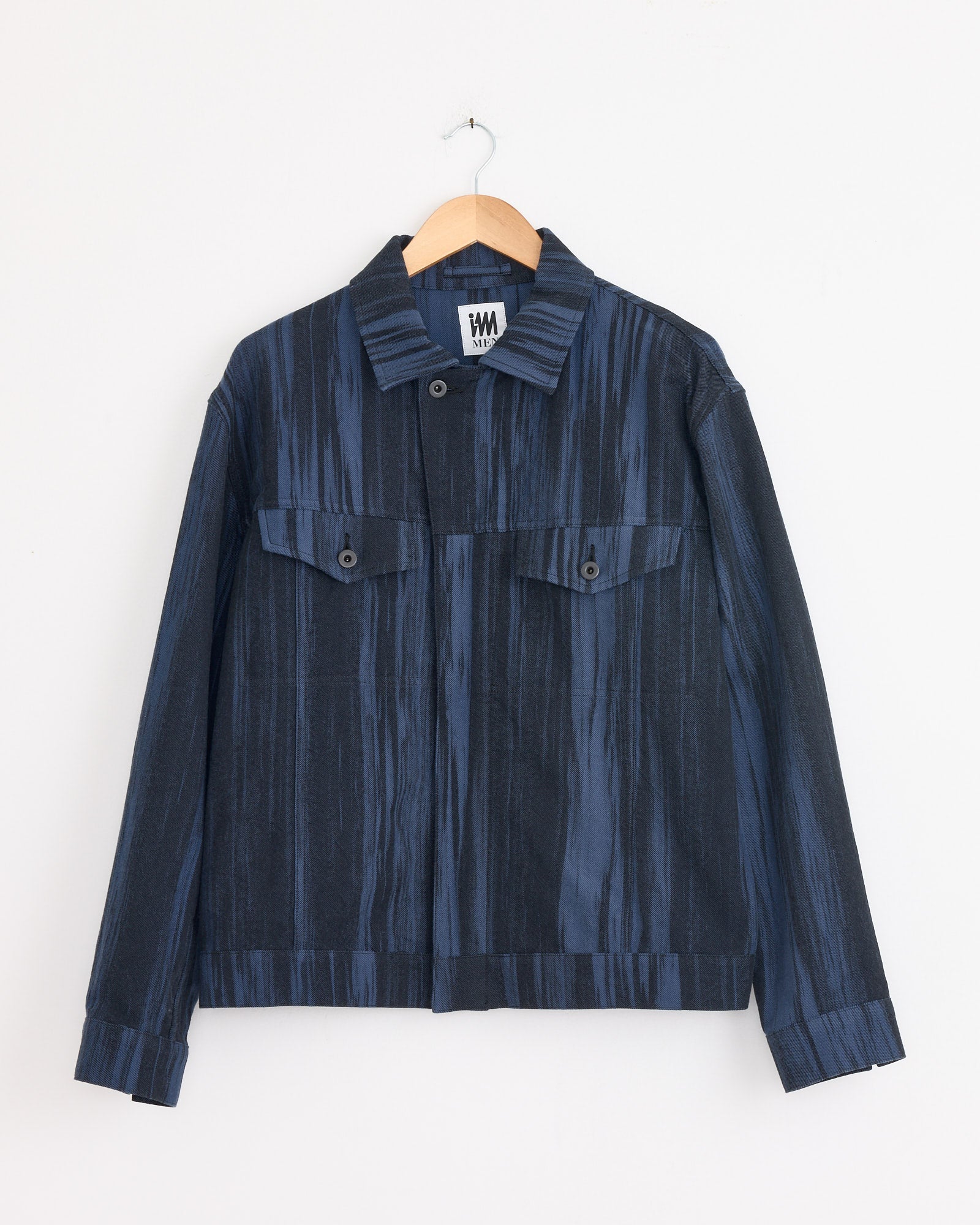 Cotton Jacquard Jacket in Dark Blue