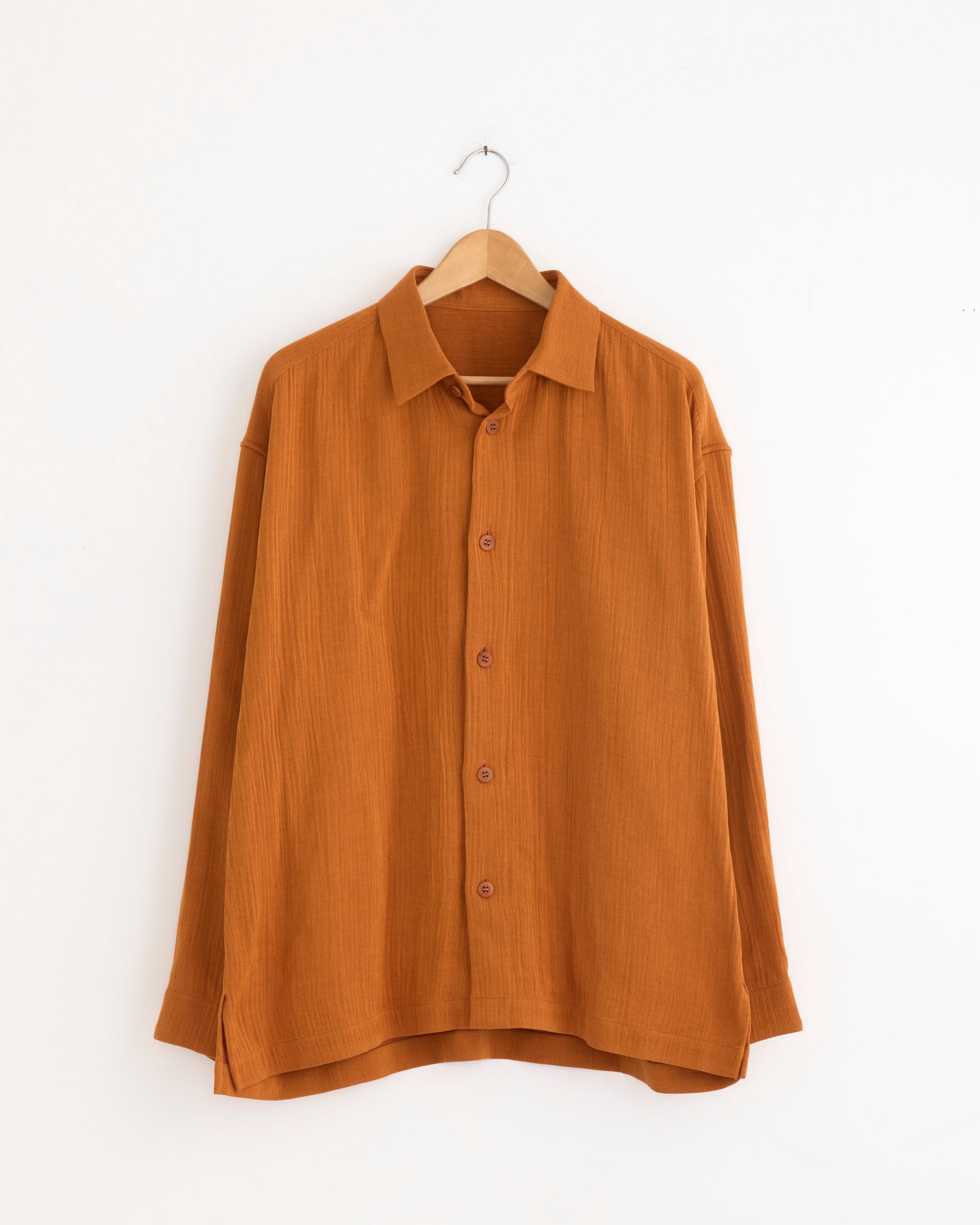 Double Weave Crepe Shirt in Dark Orange