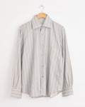 Spread Collar Shirt in Steel Grey/Pearl Stripe