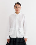 Frilled Pocket Blouse in White