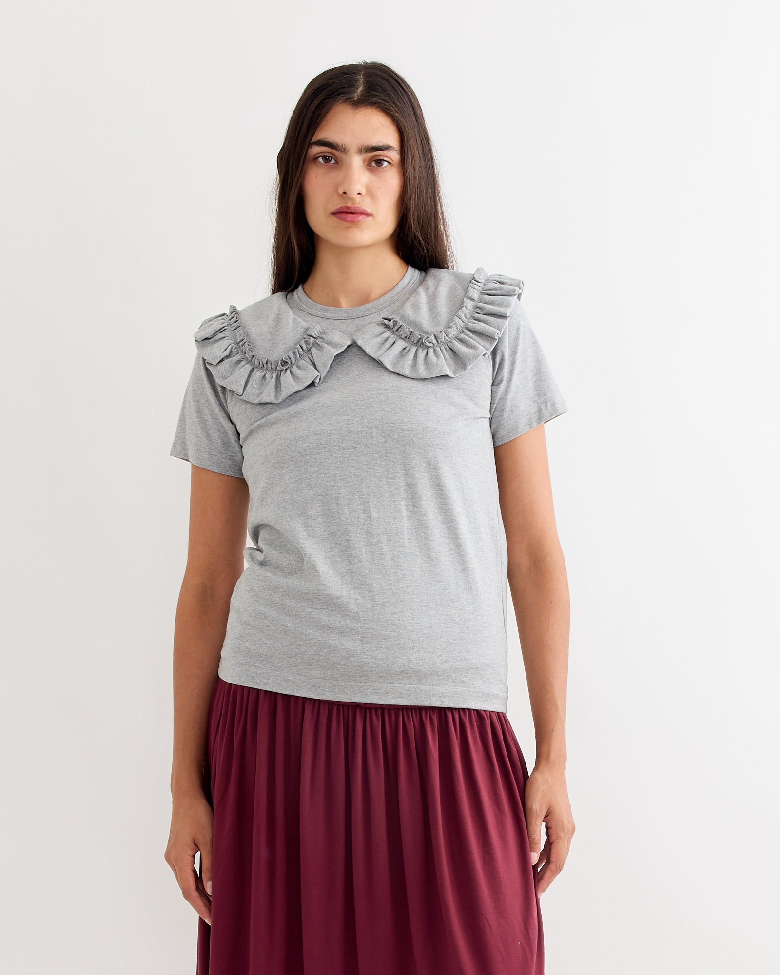 Ruffled T-Shirt in Grey