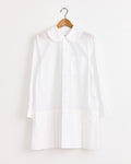 Wide-Pleated Shirt Dress in White