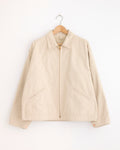 Cotton Twill Zip Short Jacket in Ivory
