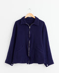 Shrunk Wool Zip Short Jacket in Purple Blue