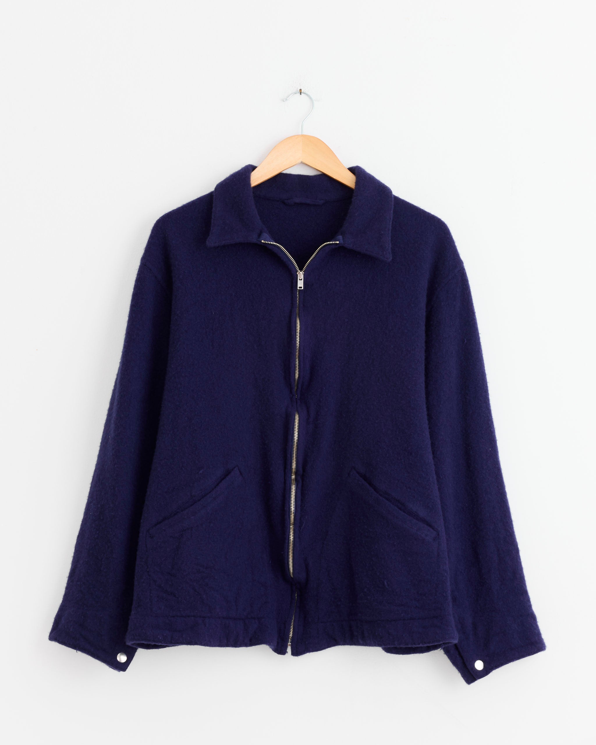 Shrunk Wool Zip Short Jacket in Purple Blue