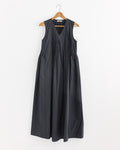 Pleated V-Neck Dress in Black